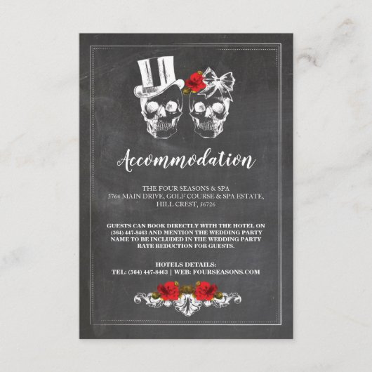 Skulls Rose Rustikale Unterkunft Hochzeitskarten Begleitkarte (Vorderseite)