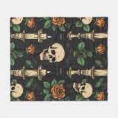 Skulls Rose und Candles Fleece Blanken (Vorderseite (Horizontal))