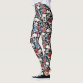 Skulls Rose und Vergiss-me-nots Black Leggings (Links)