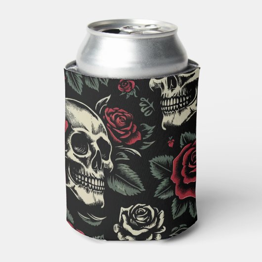 Skulls & Rote Rosen Gothic Floral Dosenkühler (Kanne Vorderseite)