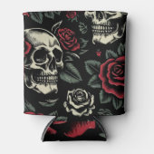 Skulls & Rote Rosen Gothic Floral Dosenkühler (Vorderseite)