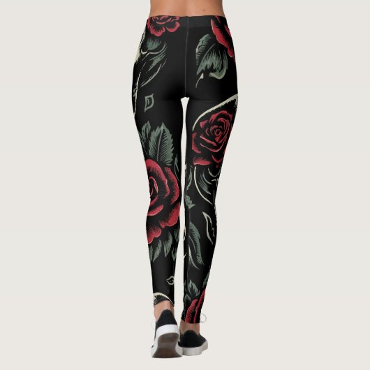 Skulls & Rote Rosen Gothic Floral Leggings (Rückseite)