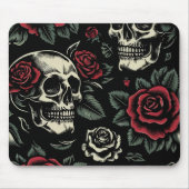 Skulls & Rote Rosen Gothic Floral Mousepad (Vorne)