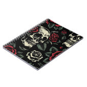 Skulls & Rote Rosen Gothic Floral Notizblock (Linke Seite)