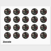 Skulls & Rote Rosen Gothic Floral Runder Aufkleber (Blatt)