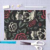Skulls & Rote Rosen Gothic Floral Seidenpapier (Handwerk)