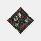 Skulls & Rote Rosen Gothic Floral Serviette (Ecke)