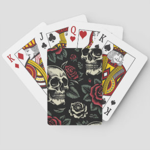 Skulls & Rote Rosen Gothic Floral Spielkarten