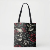 Skulls & Rote Rosen Gothic Floral Tasche (Vorderseite)