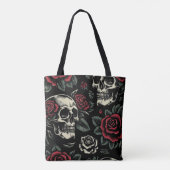 Skulls & Rote Rosen Gothic Floral Tasche (Rückseite)