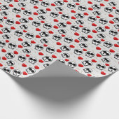 Skulls & Rotes Herz Halloween Muster Geschenkpapier (Ecke)