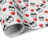 Skulls & Rotes Herz Halloween Muster Geschenkpapier (Rolleneckpunkt)
