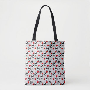 Skulls & Rotes Herz Halloween Muster Tasche