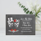 Skulls Save the Date rustikale Rose Karte (Stehend Vorderseite)