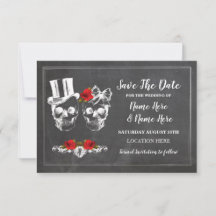 Skulls Save the Date rustikale Rose Karte