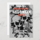 Skulls Schwarz-Weiß-Halloween-Party Einladung (Vorne/Hinten)