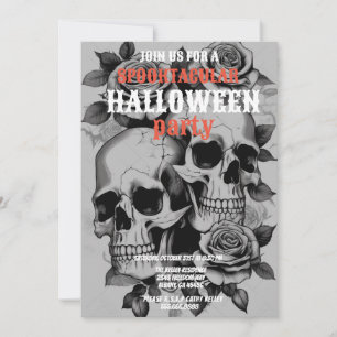 Skulls Schwarz-Weiß-Halloween-Party Einladung