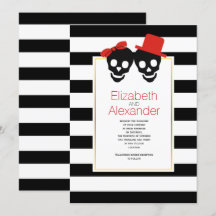 Skulls schwarz, weiße Streifen Halloween-Hochzeit