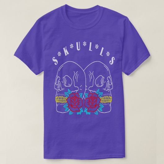 Skulls Skelettknochen Blume T - Shirt (Design vorne)