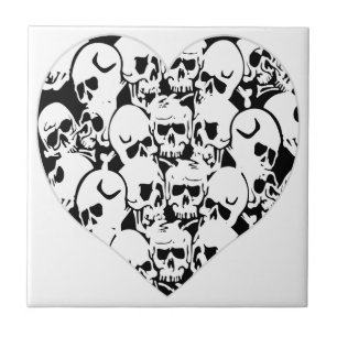 Skulls Skulls und Skulls Schwarz Fliese