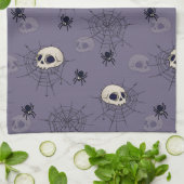Skulls Spiders Spiderlips Blue Halloween Geschirrtuch (Gefaltet)