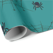 Skulls Spiders Spiderwebs Green Halloween Geschenkpapier (Rolleneckpunkt)