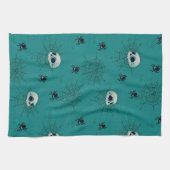 Skulls Spiders Spiderwebs Green Halloween Geschirrtuch (Horizontal)