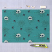 Skulls Spiders Spiderwebs Green Halloween Seidenpapier (Handwerk)