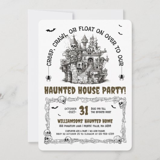 Skulls Spuk House Party Einladung (Vorderseite)