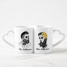 Skulls Sunflowers Couple Newlyweds Lover's
