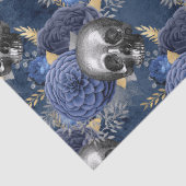Skulls und Blaue Rose auf blauem Dekoupage Seidenpapier (Detail)