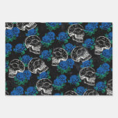 Skulls und blaue Rose | Cool Funky Dark Grunge Geschenkpapier Set (Vorderseite)