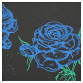 Skulls und blaue Rose | Cool Funky Dark Grunge Stoff (Muster)