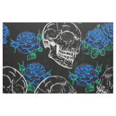 Skulls und blaue Rose | Cool Funky Dark Grunge Stoff (Fat Quarter (45,7 x 55,9 cm))
