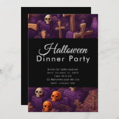 Skulls und Crosses Friedhof Halloween Party Einladung (Vorne/Hinten)