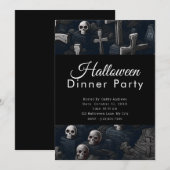 Skulls und Crosses Friedhof Halloween Party Einladung (Vorne/Hinten)