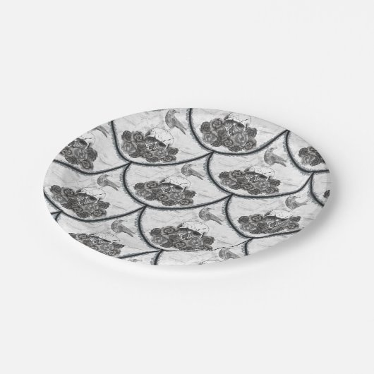 Skulls und Crows Paper-Teller Pappteller (Schrägansicht)