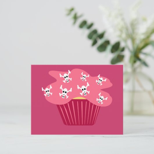 Skulls und Cupcake Postkarte (Stehend Vorderseite)
