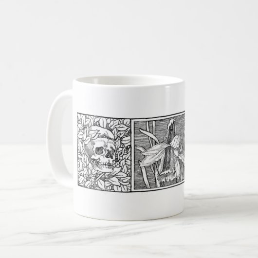 Skulls und Daffodils Macabre Art Kaffeetasse (Vorderseite Links)