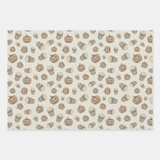 Skulls und Kürbis Halloween Muster Geschenkpapier Set (Vorderseite 3)