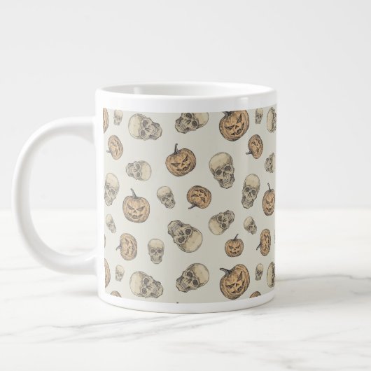 Skulls und Kürbis Halloween Muster Jumbo-Tasse (Links)