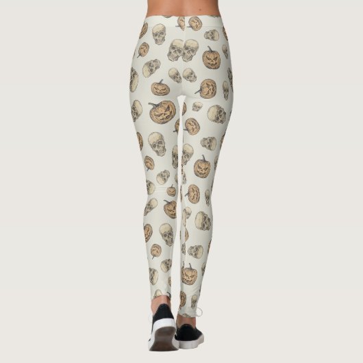 Skulls und Kürbis Halloween Muster Leggings (Rückseite)