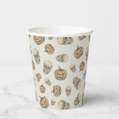 Skulls und Kürbis Halloween Muster Pappbecher (Rückseite)
