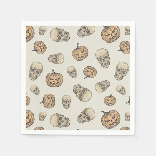 Skulls und Kürbis Halloween Muster Serviette (Vorderseite)