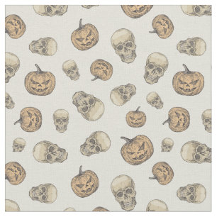 Skulls und Kürbis Halloween Muster Stoff