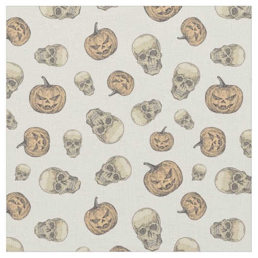 Skulls und Kürbis Halloween Muster Stoff (Nahaufnahme)