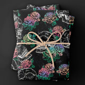 Skulls und Ombre Rose | Gothic Glam Pastel Grunge Geschenkpapier Set