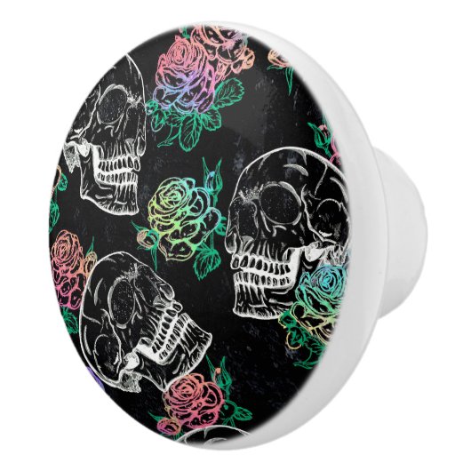 Skulls und Ombre Rose | Gothic Glam Pastel Grunge Keramikknauf (Rechts)