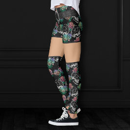 Skulls und Ombre Rose | Gothic Glam Pastel Grunge Leggings