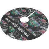 Skulls und Ombre Rose | Gothic Glam Pastel Grunge Polyester Weihnachtsbaumdecke (Schrägansicht)